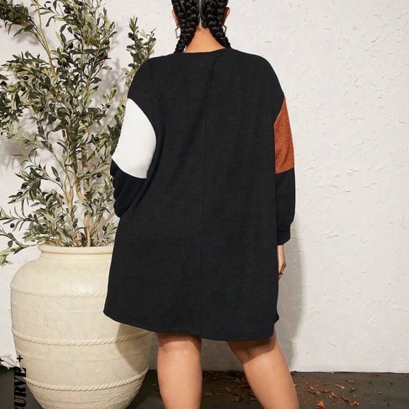 SHEIN CURVE+ Plus Colorblock Drop Shoulder Sweatshirt Dress - Picture 2 of 2
